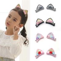 【hot】✘  2Pcs Ear Hair Glitter Felt Fabric Hairpins Barrettes Kids Headwear Baby Accessories