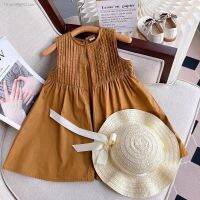 Sundress summer girls outside the new 2023 model wear sleeveless skirt brim high-grade over-the-knee dresses for