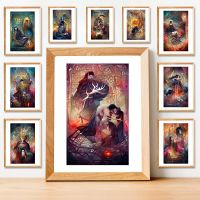 Major Arcana Tarot Art พิมพ์โปสเตอร์-ภาพผนังสำหรับผู้ที่ชื่นชอบลึกลับและการ์ดทำนายคนรัก-ห้องนั่งเล่นตกแต่งบ้านภาพวาดผ้าใบ