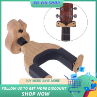 Wall Mount Guitar Hanger Hook Holder Keeper Auto Lock with Guitar Shape Solid Wood Base for Electric Acoustic Guitars Bass String Instrument