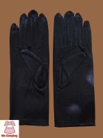 ถุงมือสั้น ผ้ามันเงา สีดำ Plain Black Short Gloves