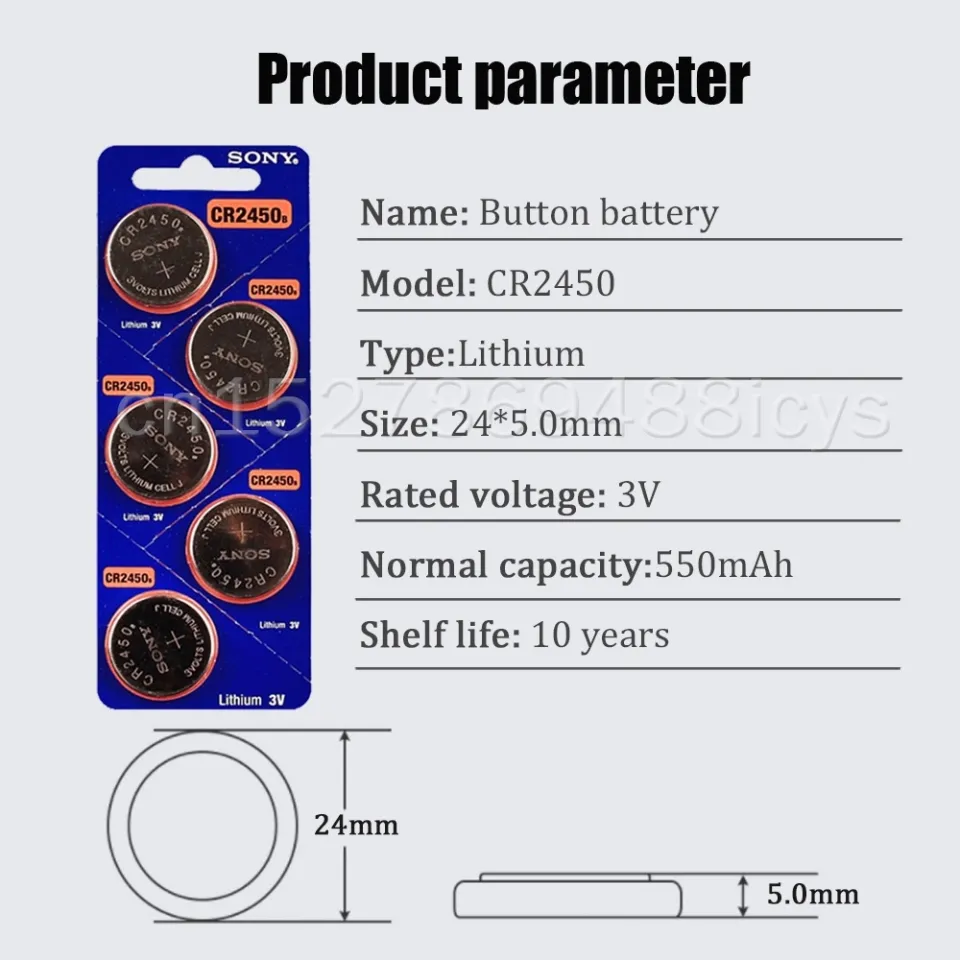 100%Original CR2450 3V 550mAh Button Battery 60 Pcs DL2450 BR2450 LM2450  Suitable for Remote