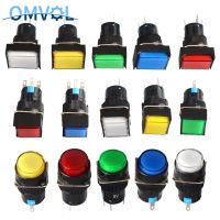 1PC 16mm Self-Recovery Rectangle Momentary Push Button Switch LED Lamp 5Pin 5V 12V 24V 220V 3 Years Warranty Reset LED Button