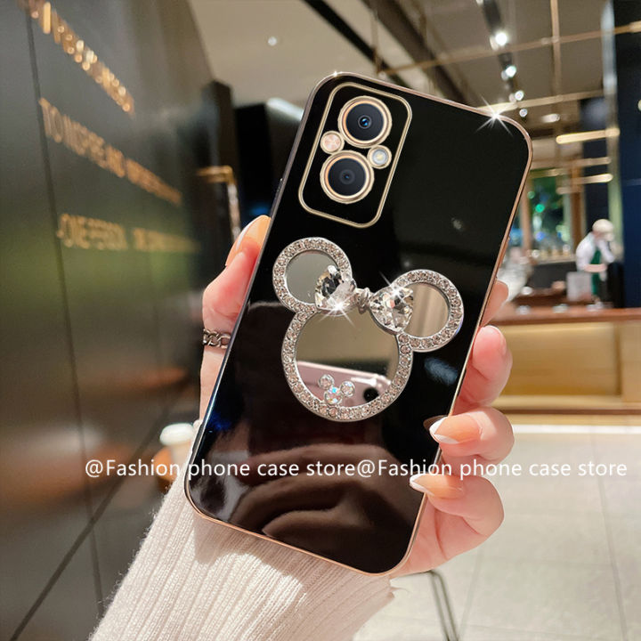 ใหม่ปลอก-oppo-reno7-z-reno7-pro-find-x5-pro-5g-4g-case-ลูกอมชุบโทรศัพท์กรณีน่ารักการ์ตูน-rhinestone-แต่งหน้ากระจกที่วางโทรศัพท์ปกอ่อน2022