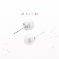 MARON - Happy Dreamy Pearl Stud Earring เงินแท้925 ชุบ White Gold