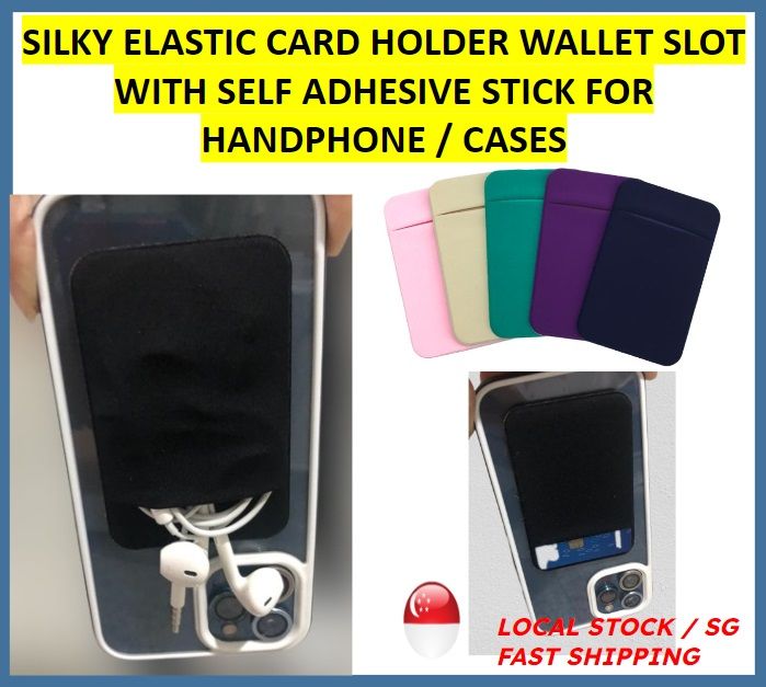 Phone Card Holder for Back of Phone, Stretchy Lycra Phone Wallet Stick On  Credit Card Holder for Phone Case Adhesive Phone Pocket Sticker Compatible