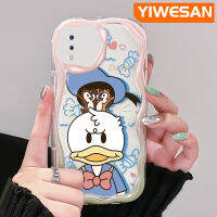 YIWESAN เคสสำหรับ VIVO Y93เคส Y95 Y91i Y91 Y93s ลายการ์ตูนรูปเป็ดโดนัลด์สีสันสดใสลายคลื่นเนื้อครีมเคสโทรศัพท์โปร่งใสปกป้องจากกล้องเคสซิลิโคนอ่อนชัดเจนกันกระแทก