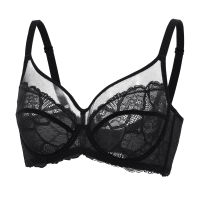 DOBREVA Full Coverage Plus Size See Through Bralette For Women Unlined Minimizer Lace Bra With Underwire A-F Cup