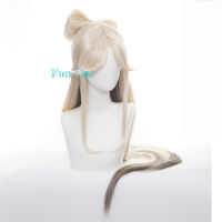 Game Genshin Impact Cosplay Ningguang Wig Light Gold Long Wig Hair Clasp Tassels Hairpin Props Free Wig Cap Halloween Role Play