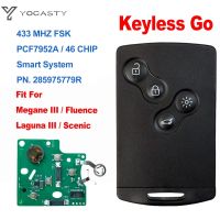 YOCASTY อัจฉริยะไร้กุญแจแฮนด์ฟรีการ์ดกุญแจรถ433Mhz PCF7952A สำหรับ2009-2015 Renault Megane III Fluence ลากูนา III 2010สวยงาม