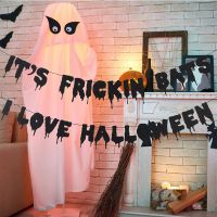 ITs FRICKIN BATS I LOVE HALLOWEEN Party Banner Halloween Hanging Garland Paper Bunting Happy Halloween Party Home Decorations