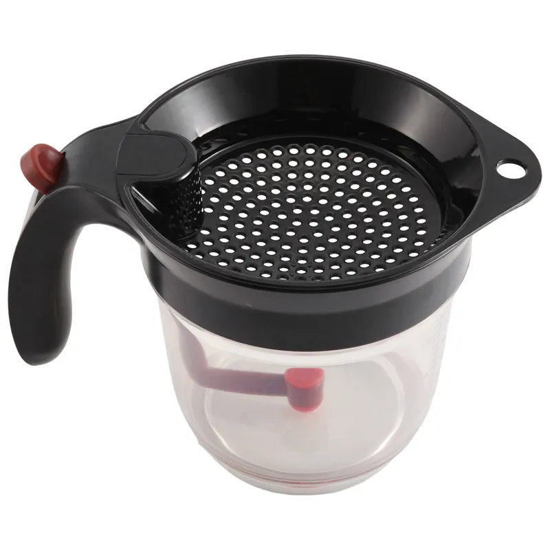 4-Cup Fat Separator Oil Separator with Bottom Release - Gravy Grease Separator for Cooking, Healthier Gravy, Soup, Easy Press Dispenser Oil