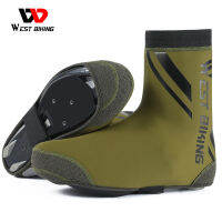 WEST ขี่จักรยานขนแกะความร้อนฤดูหนาวขี่จักรยานรองเท้าปกสะท้อนแสง Windproof จักรยานรองเท้าป้องกันกันน้ำ Overshoes สำหรับการเดินป่า