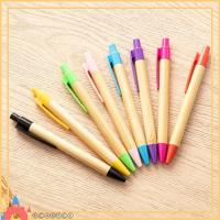 PEANTEK 10PCS ประเภทกดกด ปากกาไม้ไผ่ หมึกสีหมึก การเขียนสำหรับเขียน ปากกาลูกลื่น สร้างสรรค์และสร้างสรรค์ ไม้ไผ่ไม้ไผ่ ปากกาเจล นักเรียนก็อก