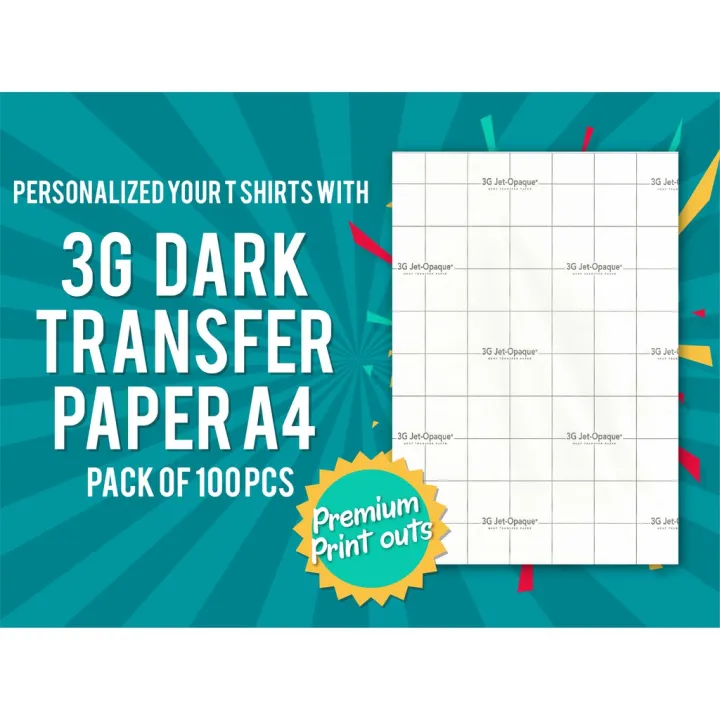 Light and Dark Transfer Paper A4A3 (100 Sheets) JetPro SS Light 3G Jet