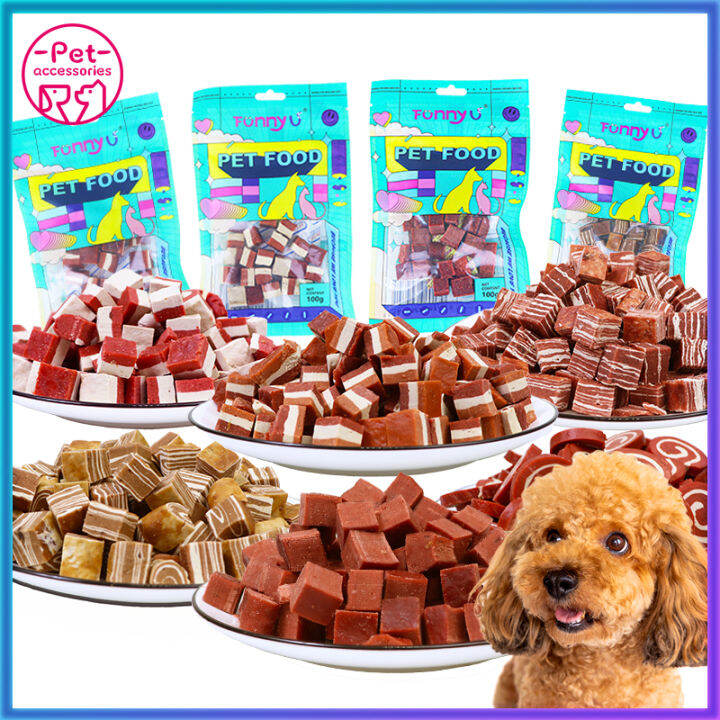 Dog Treats 100g Dog Food Snacks Chicken Beef Cube and Stick Lazada PH