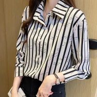 2023 long money during the spring and autumn outfit new shirts women show thin contracted business attire long-sleeved chiffon shirt collar fashion and dyein