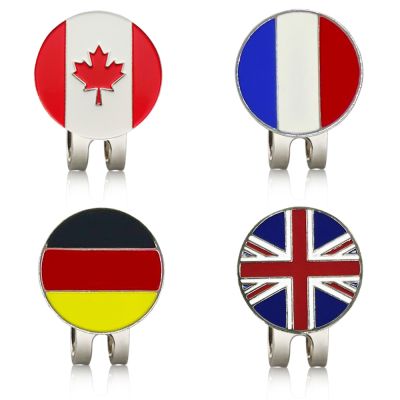 ：“{—— 1Pc New Golf Ball Marker German British French Canadian National Flag Hat Clip Assorted Pattern Soft Enamel Technique For Golfer