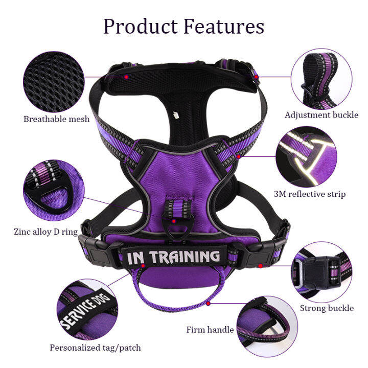 nylon-adjustable-dog-harness-personalized-reflective-dog-harness-vest-breathable-harness-leash-for-small-medium-large-dogs