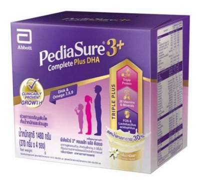 นมผง พีเดียชัวร์3+ คอมพลีท พลัส ดีเอชเอ กลิ่นวานิลลา PEDIASURE 3+ COMPLETE PLUS DHA Pediasure 3+ นมผง สำหรับเด็กอายุ 3ขวบขึ้นไป