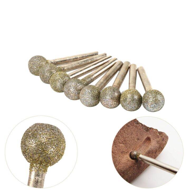 8Pcs Spherical Diamond Coated Grinding Head Shape Engraving Abrasive ...