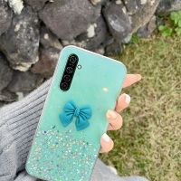 สำหรับ Realme 6 6i 6 Pro 5 5i 5S 5 Pro C3 X3 XT SuperZoom X50 Cas แฟชั่น Bowknot Ultra บางเงา Glitter ฟอยล์เคสโทรศัพท์ใส TPU เคสโทรศัพท์มือถือขอบซิลิโคนกันกระแทกป้องกันโทรศัพท์มือถือปลอกปกหลัง