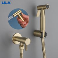 ULA Gold Handheld Bidet Sprayer Set Stainless Steel Toilet Faucet Bathroom Shower Head Hygienic Shower Self Cleaning