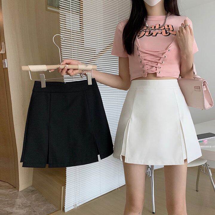 Follow My Fashion 【40-150Kg Fat Girl Large Size Short Skirt】2023 Summer  Large Size Half Body Skirt Women High Waist Pants Skirt Anti-Walking Open  Short Skirt Black A Word Wrap Hip Skirt |