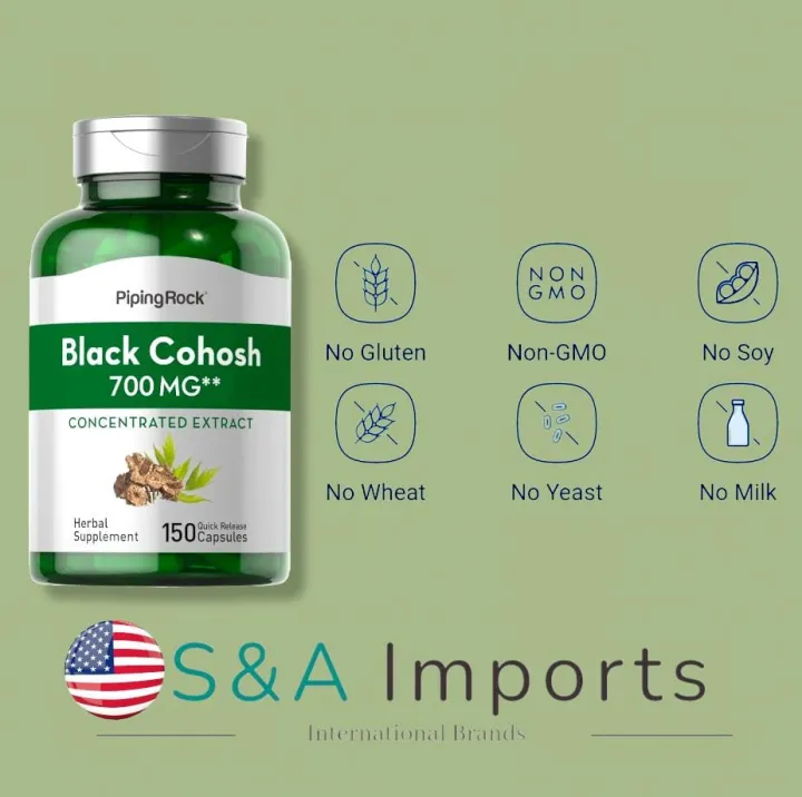 BLACK COHOSH 700mg x 150 Capsules Treats Excessive Sweating