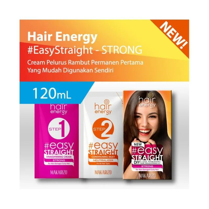 Makarizo Hair Energy Easy Straight DIY 2Step Permanent Hair Straightening Kit Strong 120mL