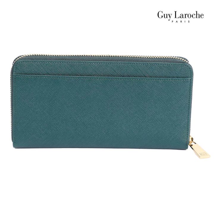 guy-laroche-กระเป๋าสตางค์ใบยาวซิปรอบ-รุ่น-spextra-สีเขียว
