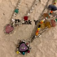 ♕ cool babes colorful beaded love face necklace female dopamine girl clavicle chain stacked personality niche