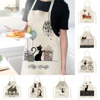 1 Pcs Cute Cat Pattern Apron Kitchen for Women Children Bibs Custom Household Cleaning Pinafore Home Cooking Cotton Linen Aprons Aprons