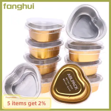 10pcs Heart-shaped Cake Pan With Lid For Baking Cake Cup Disposable Mini  Aluminum Foil Pan