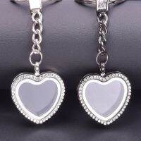 Hearts Locket Key Chain Crystal Llaveros Para Mujer Heart Pendant Floating Lockets Keyrings Magnet Keychain Metal Friends Gift