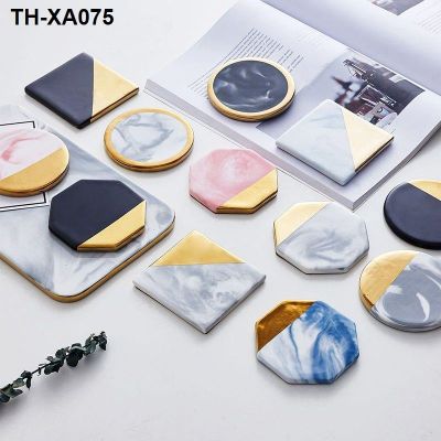 The ins creative ceramic cup mat phnom penh marble glass heat insulation eat cups and saucers