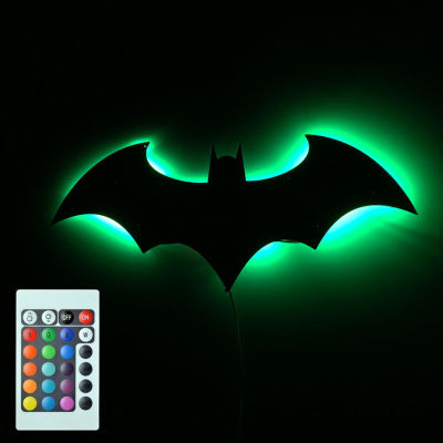 7 Color Mirror USB 3D Bat Remote Control LED Night Light Home Decoration Atmosphere Projection Lamp Wall Lamp Childrens Gift