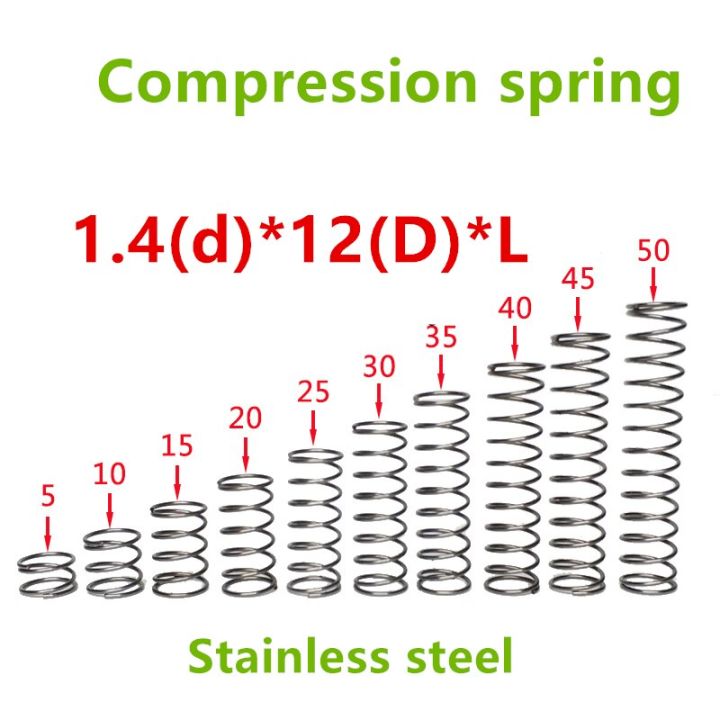 【Worth-Buy】 สปริงบีบอัดสายไฟสปริงจุดเล็กๆ20ชิ้น1.4*12*10/15/20/25/30/35/40/45/50สแตนเลสซีรีส์ขนาดเล็ก