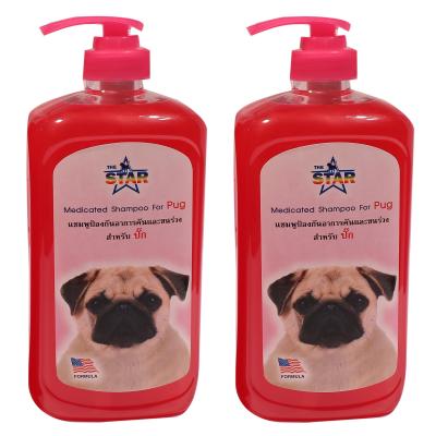 แชมพูสุนัข แชมพูอาบน้ำหมา ป้องกันอาการคันและขนร่วงสำหรับสำหรับ ปั๊ก 1000ml. 2 ขวด ลดอาหารคัน ลดกลิ่นตัว