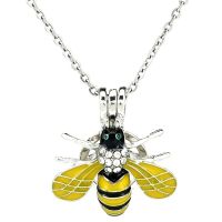 K1056 Enamel Insect Rhinestone Beads Pendant Chain Diffuser Locket Necklace