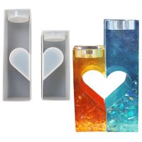 2 Pcs Valentines Day Heart Candle Holder Epoxy Resin Mold Candlestick Silicone Mould DIY Crafts Home Decorations Casting Tools