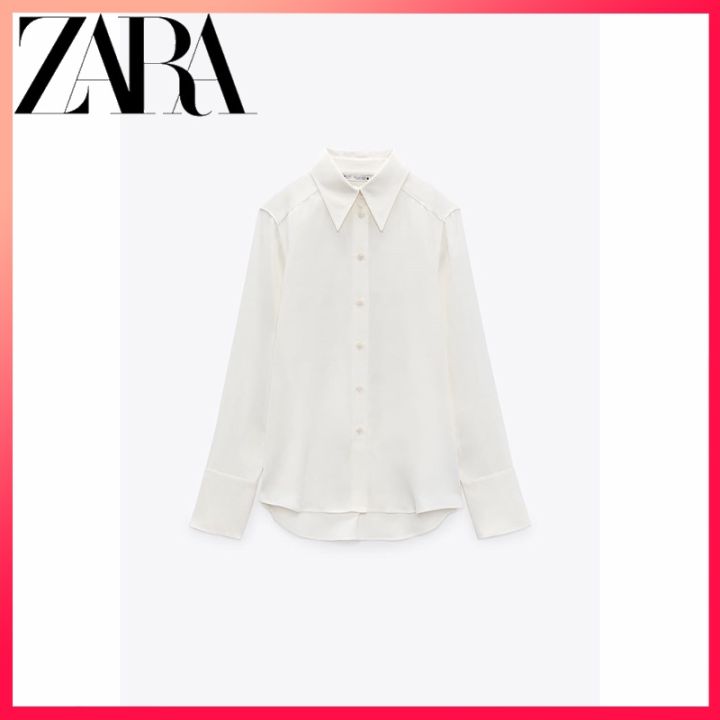 zara-ใหม่-เสื้อเชิ้ตแขนยาว-ผ้าเรยอน-สําหรับผู้หญิง