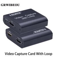 GRWIBEOU 4K 30hz Loop HDMI-Compatible Capture Card Placa de Video Recording Plate Live Streaming USB 2.0 Grabber for PS4 Game Adapters Cables