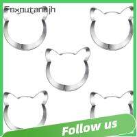 FOXNUTANUJH 5 pcs รูปหัวแมว แม่พิมพ์บิสกิตสแตนเลส เหล็กไร้สนิม เงินสีเงิน แม่พิมพ์บิสกิตหัวแมวสแตนเลส ทนทานต่อการใช้งาน 2.3 แม่พิมพ์อบสแตนเลส อุปกรณ์สำหรับห้องครัว