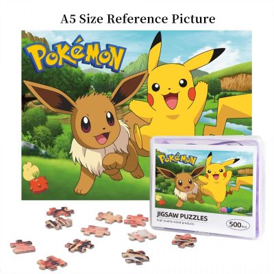 Pokemon Eevee &amp; Pikachu Wooden Jigsaw Puzzle 500 Pieces Educational Toy Painting Art Decor Decompression toys 500pcs
