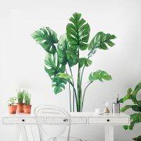 Mamalook Large Tropical Green Plant Leaves Wall Stickers Home Room Decor Palm Decal PVC Murals Wall Stickers  Decals