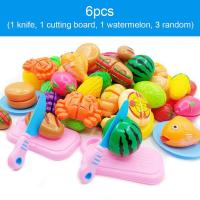 6Pcs/ Set Kitchen Cut Fruit Set Toy Kids Pretend Role Play Toy Fruit Vegetable Food Toy Cutting Set Gift for Kids