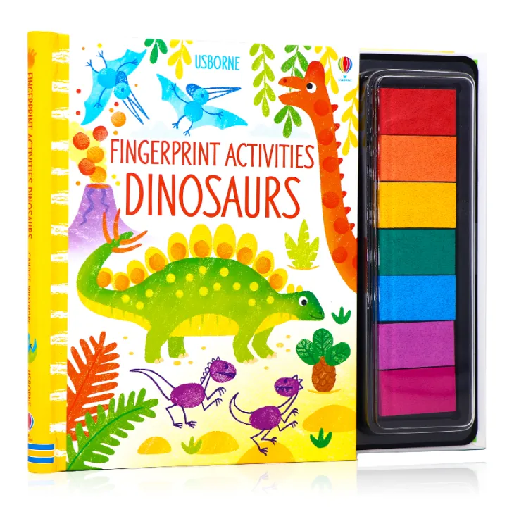 Usborne produced dinosaur finger print activities dinosaurs English