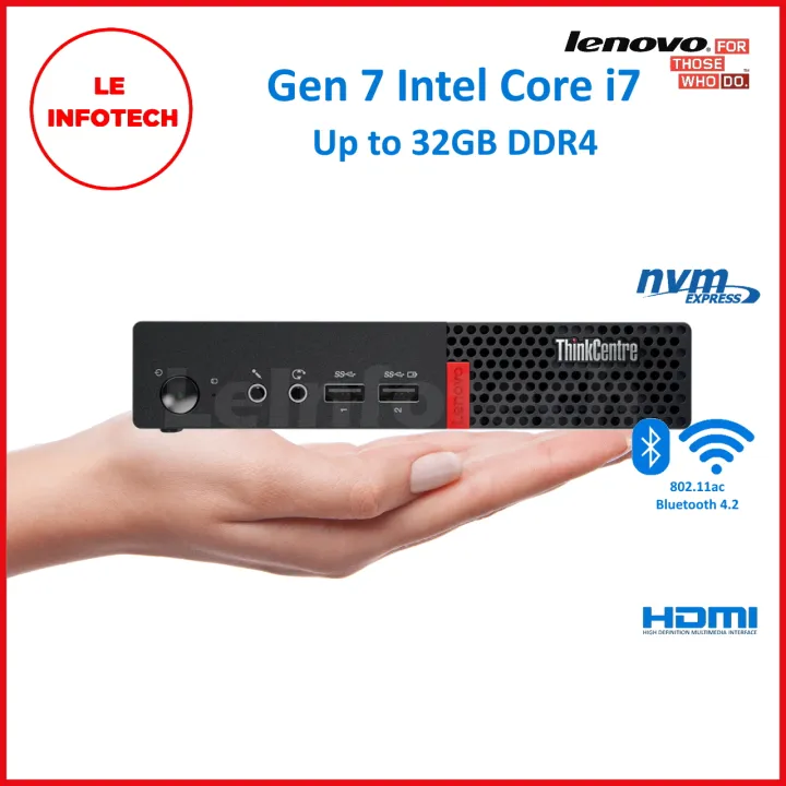 LENOVO ThinkCentre M910q Tiny Desktop Intel Core i7-7700T 2.90GHz 8-32GB DDR4 256/512GB NVMe SSD WiFi HDMI Win10Pro Used- LeInfotech
