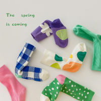 3 pairs childrens socks wave dot lattice colorfull kids socks cotton baby socks cute girls socks boys socks